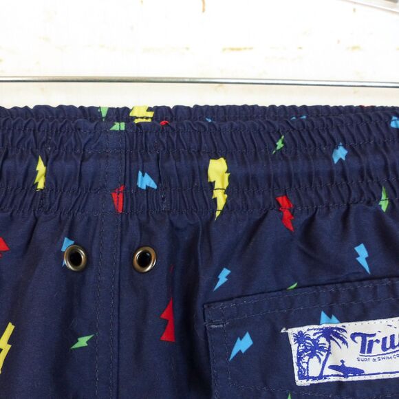 Trunks Surf & Swim Sano Shorts Men L Navy Blue Lighting Bolts Brief Lining Beach - Picture 8 of 12